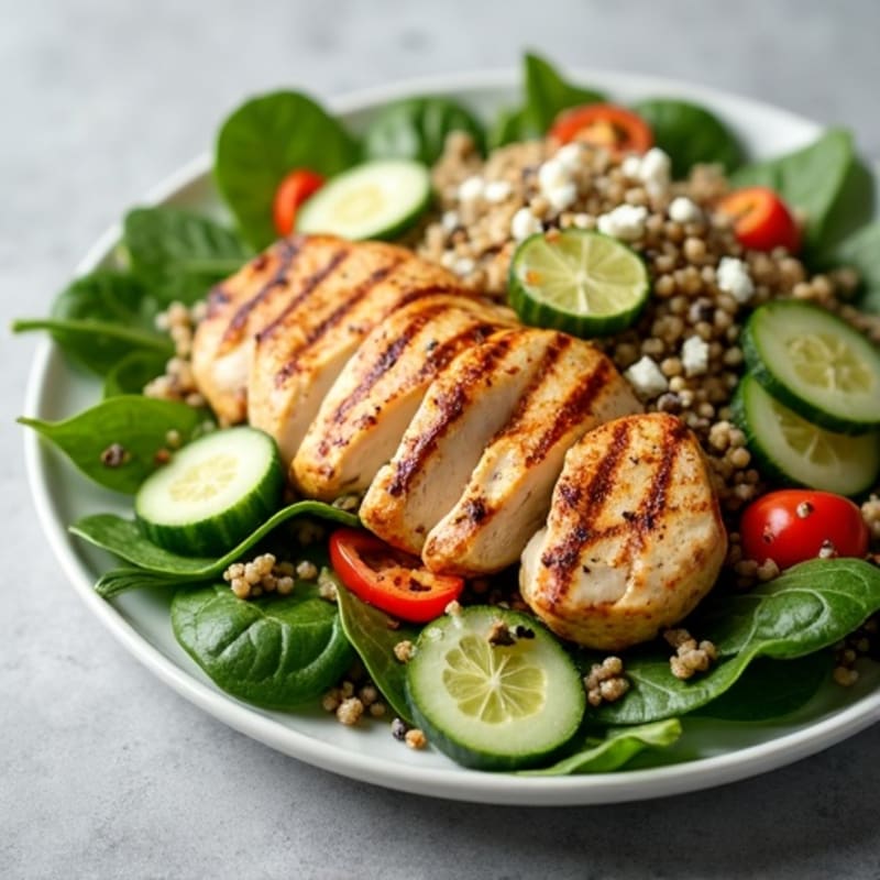 Grilled Chicken Salad with Spinach and Quinoa