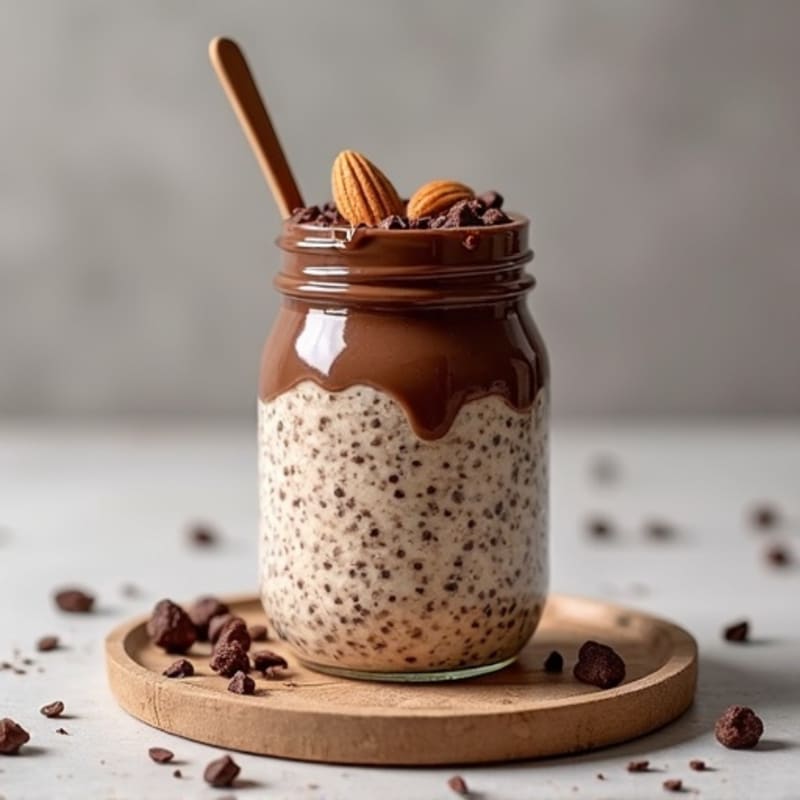 Dark Chocolate Almond Protein Overnight Oats