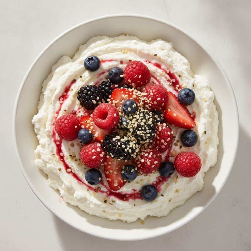 Greek Yogurt Protein Mousse with Mixed Berries