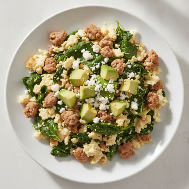 Egg White and Turkey Sausage Scramble with Spinach