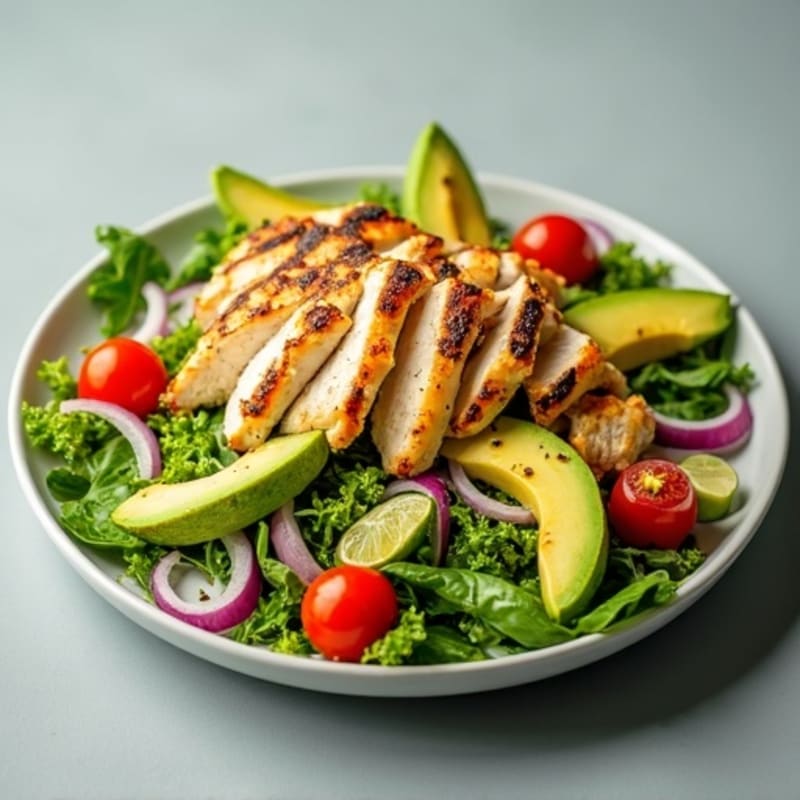 Grilled Chicken and Crisp Avocado Salad with Zesty Lime Dressing