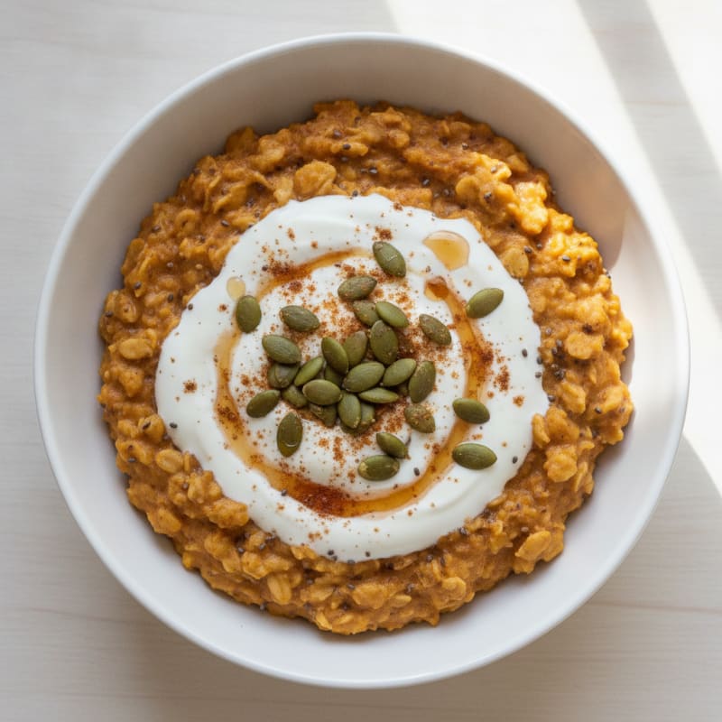 Pumpkin Pie Protein Oats with Kefir