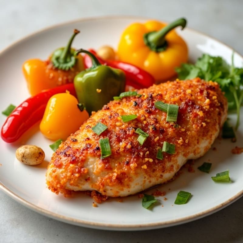 Crispy Baked Sweet-Sour Chicken with Bell Peppers
