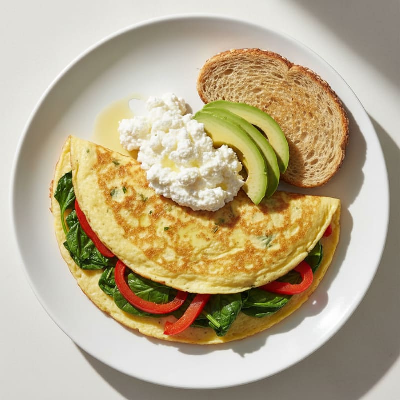 Egg White Veggie Omelette with Cottage Cheese