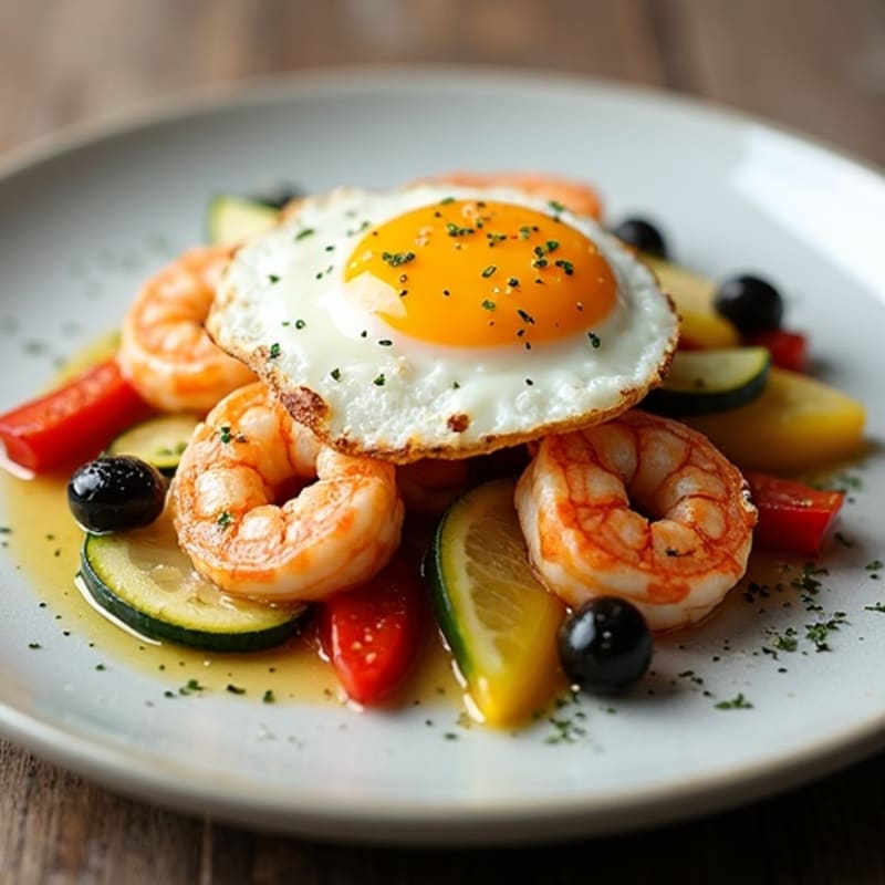Herb-Seared Shrimp with Roasted Vegetables and Parmesan