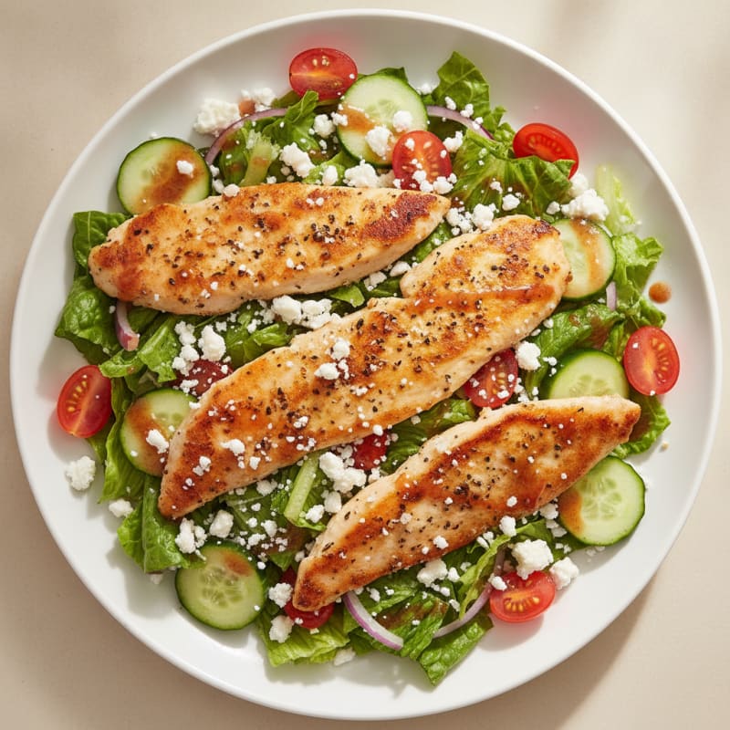 Greek Chicken Tender Romaine Salad with Feta