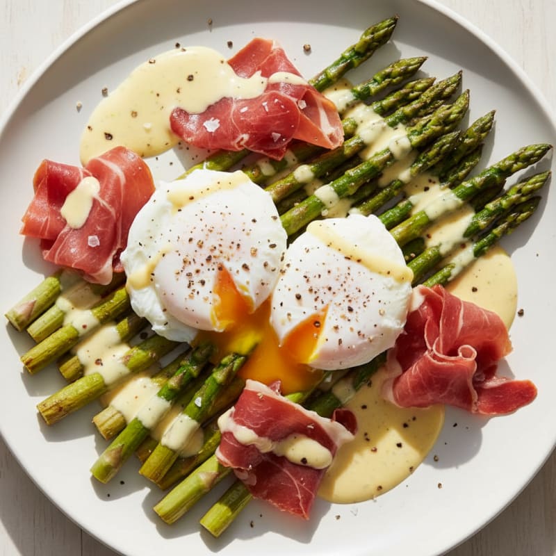 Poached Eggs with Prosciutto and Asparagus