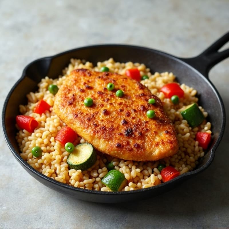 Crispy Chicken and Vegetable Brown Rice Skillet