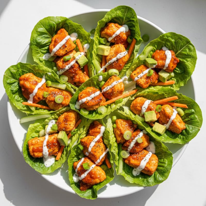Buffalo Ranch Chicken Lettuce Wraps