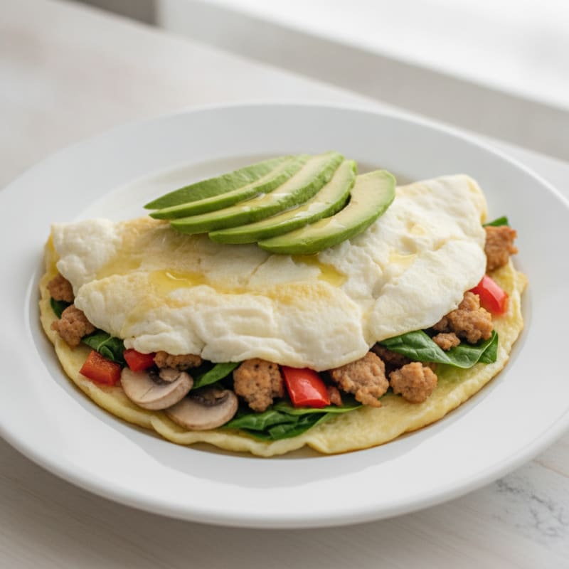 Egg White Veggie Omelette with Turkey Sausage