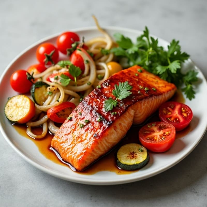 Teriyaki Glazed Salmon with Roasted Vegetables