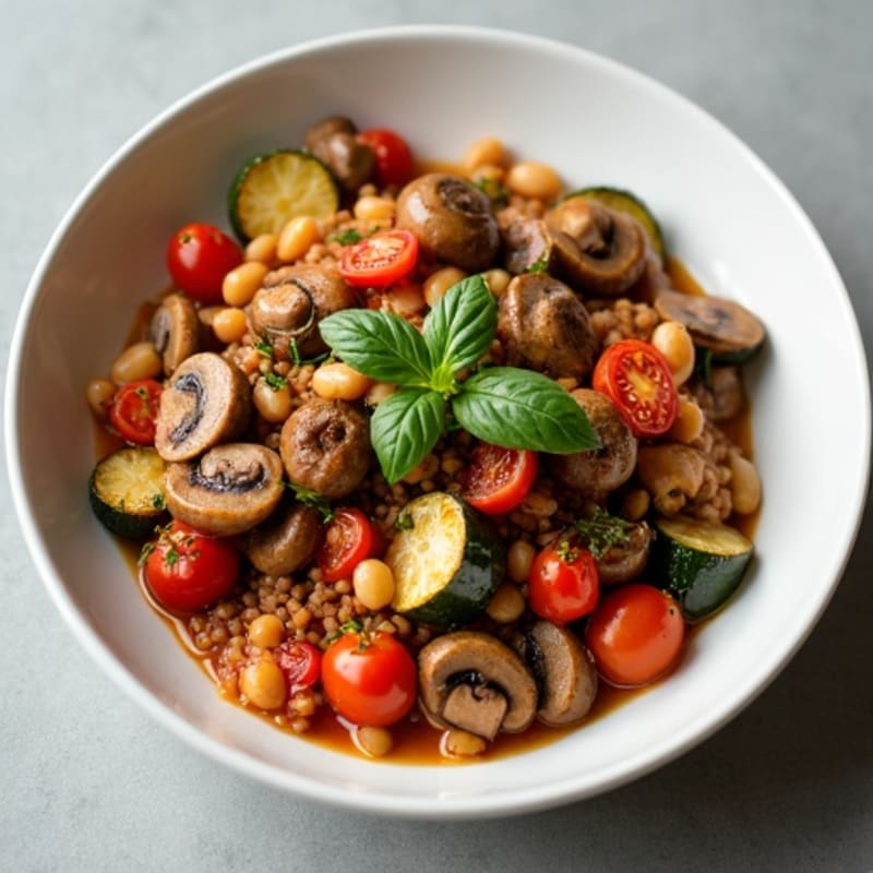 Hearty Mushroom Ragu with Herb-Roasted Vegetables