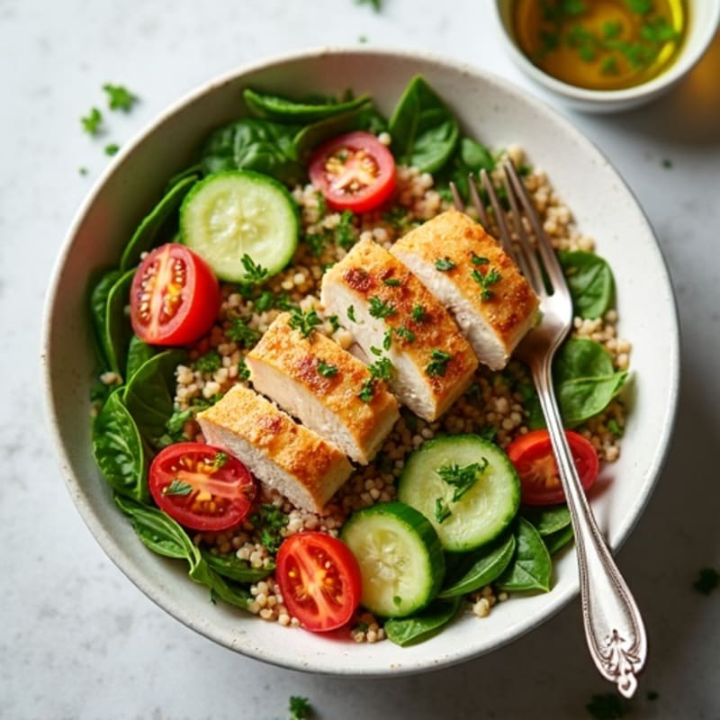 Herb-Marinated Chicken and Quinoa Bowl with Fresh Vegetables
