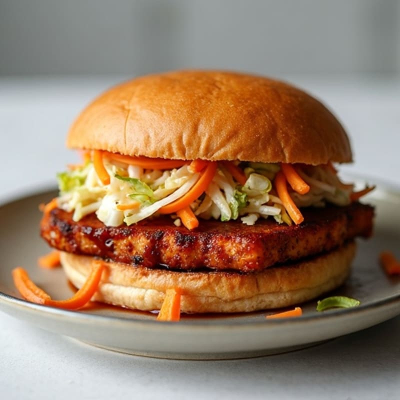 Smoky BBQ Tempeh Sandwich with Crispy Slaw
