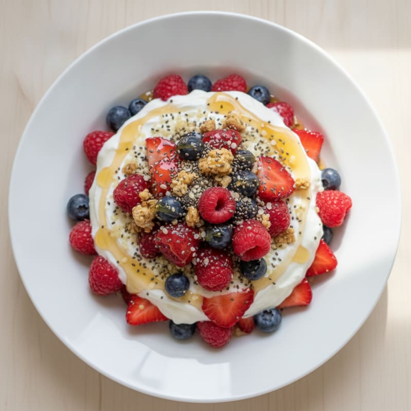Greek Yogurt Protein Parfait with Mixed Berries