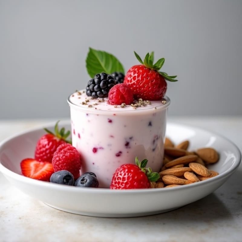 Greek Yogurt Protein Pudding with Mixed Berries