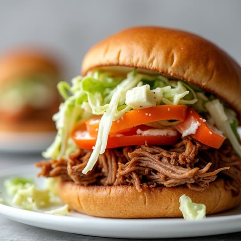 Lean Slow-Cooked Pulled Pork Sliders with Crunchy Cabbage Slaw