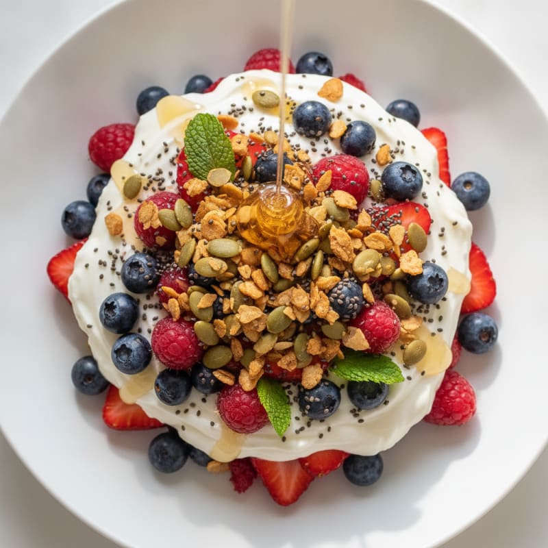 Greek Yogurt Protein Parfait with Mixed Berries