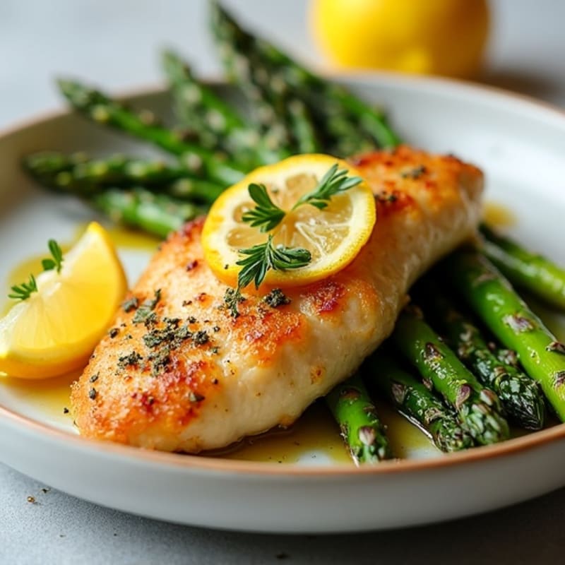 Crispy Lemon Herb Chicken with Roasted Asparagus