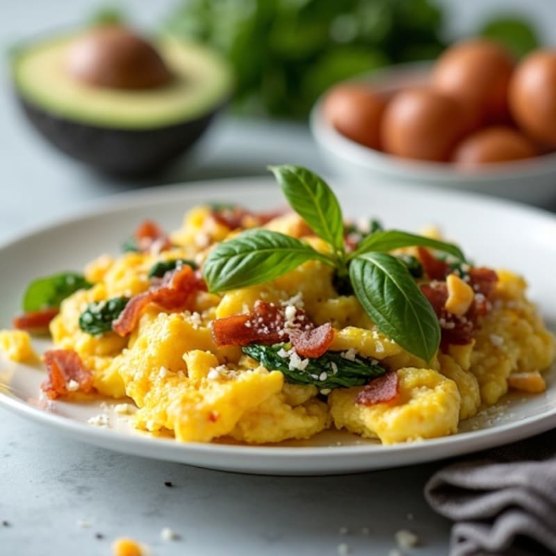 Egg White Scramble with Spinach and Turkey Bacon