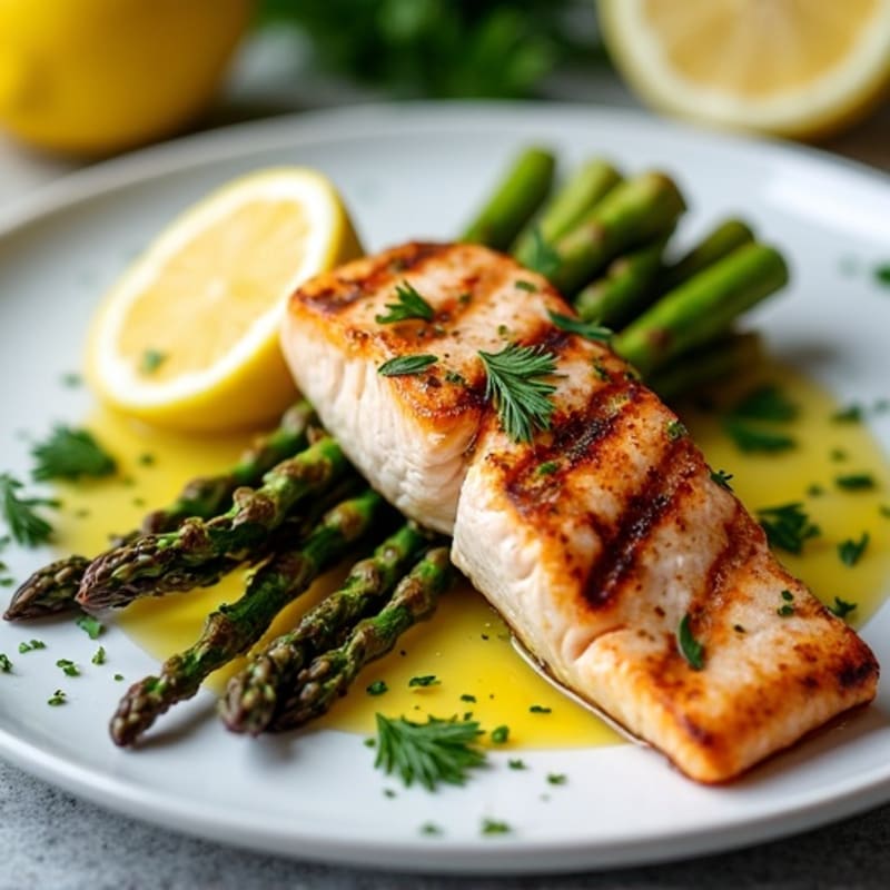 Lemon Herb Grilled Salmon with Roasted Asparagus