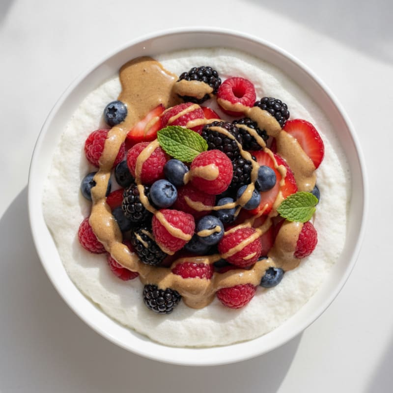 Silky Greek Yogurt Protein Mousse with Mixed Berries