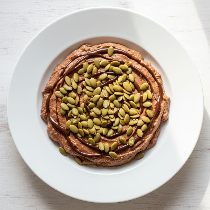 Creamy Vegan Chocolate Protein Mousse with Toasted Pumpkin Seeds