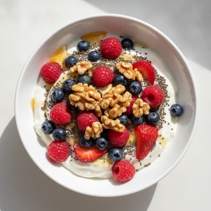 Creamy Greek Yogurt Parfait with Mixed Berries and Chia Seeds