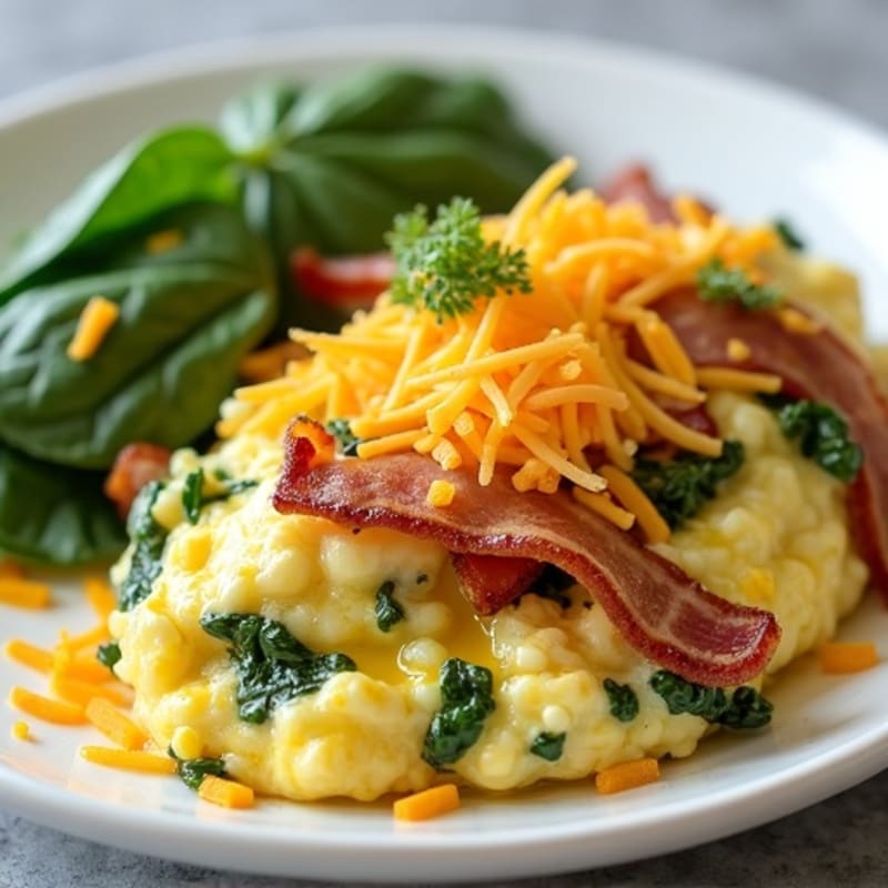 Egg White Scramble with Spinach and Turkey Bacon