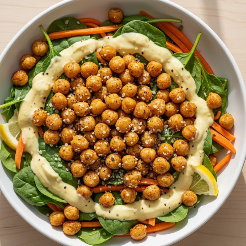 Creamy Roasted Chickpea & Veggie Bowl