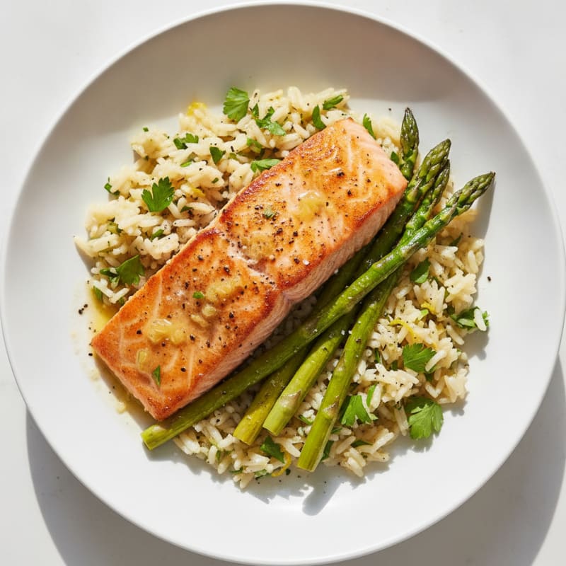Pan-Seared Salmon with Lemon-Herb Rice