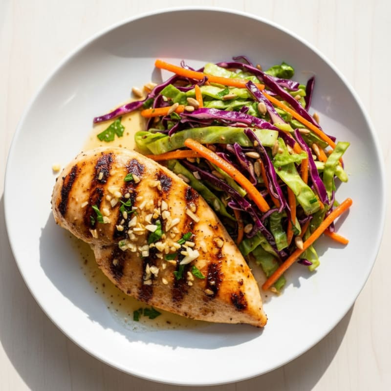 Grilled Chicken Breast with Crunchy Cabbage Slaw