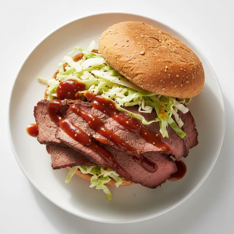 Smoky BBQ Brisket Sandwich with Tangy Slaw