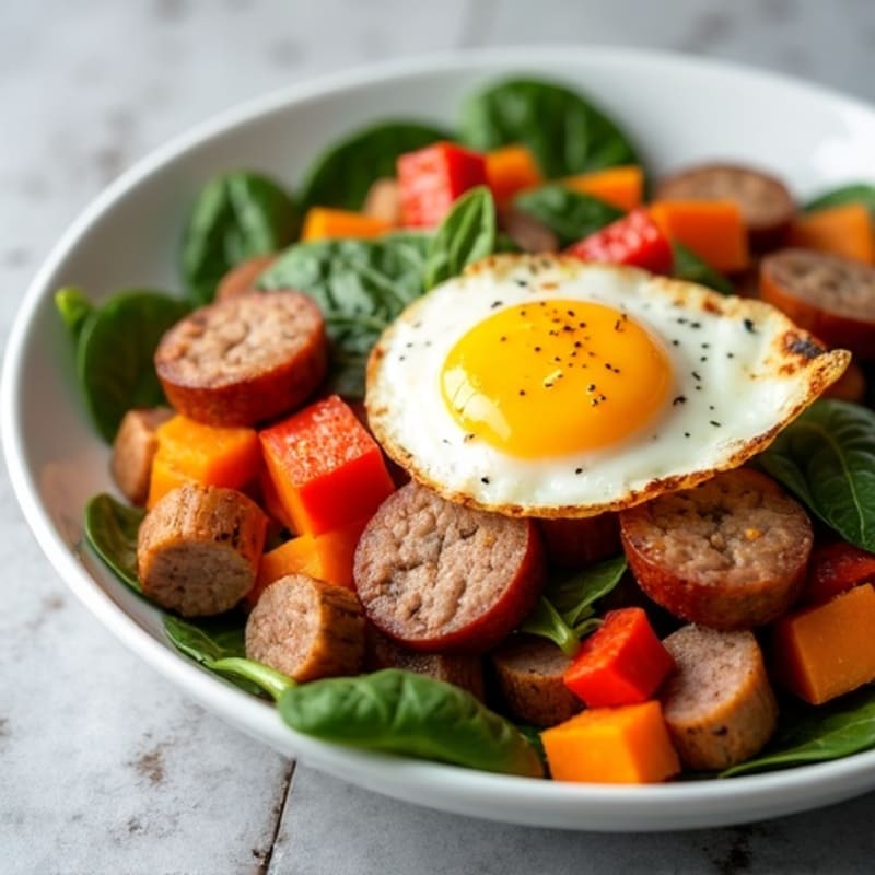Crispy Sweet Potato and Lean Turkey Sausage Hash