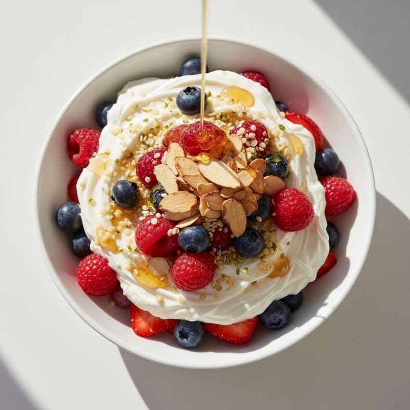 Greek Yogurt Protein Parfait with Mixed Berries