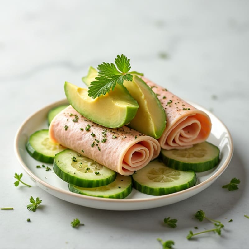 Cottage Cheese and Sliced Turkey Roll-Ups with Fresh Cucumber