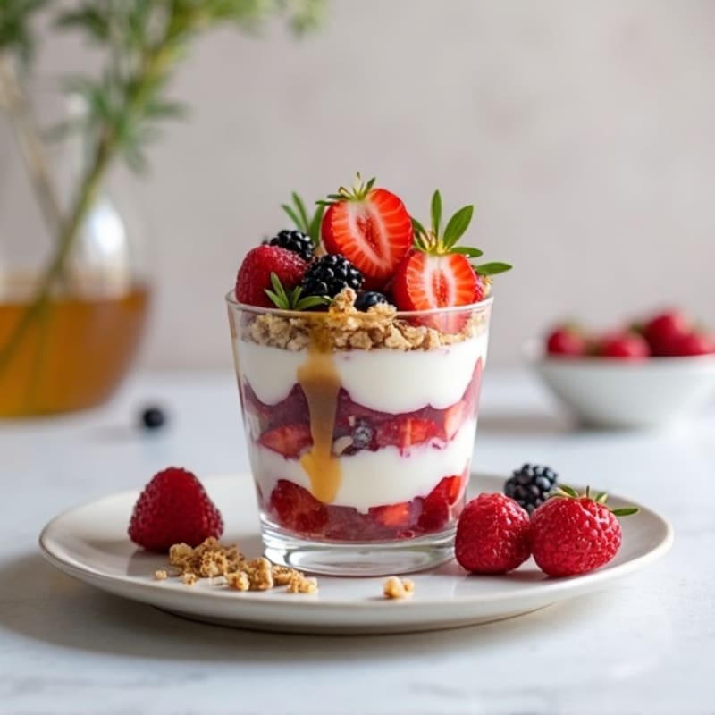 Greek Yogurt Parfait with Mixed Berries and Almond Butter