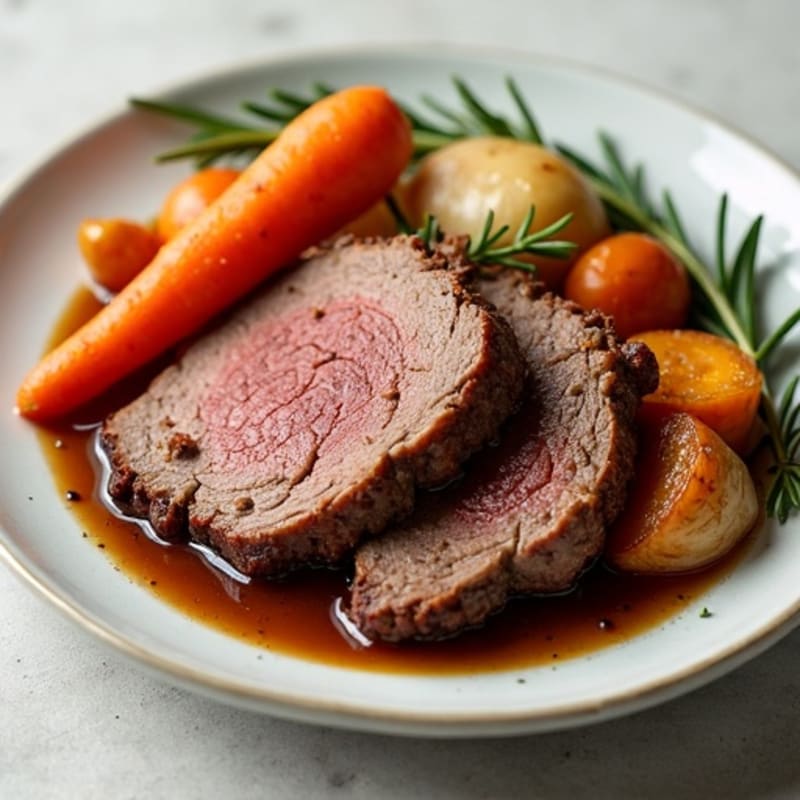 Tender Slow-Cooked Beef Pot Roast with Roasted Root Vegetables