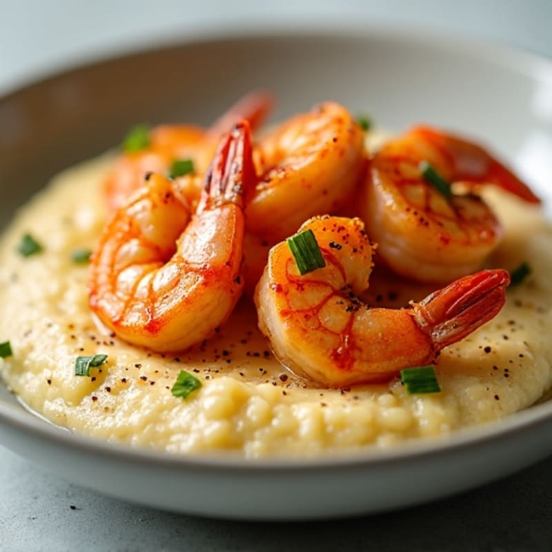 Spicy Pan-Seared Shrimp with Creamy Grits