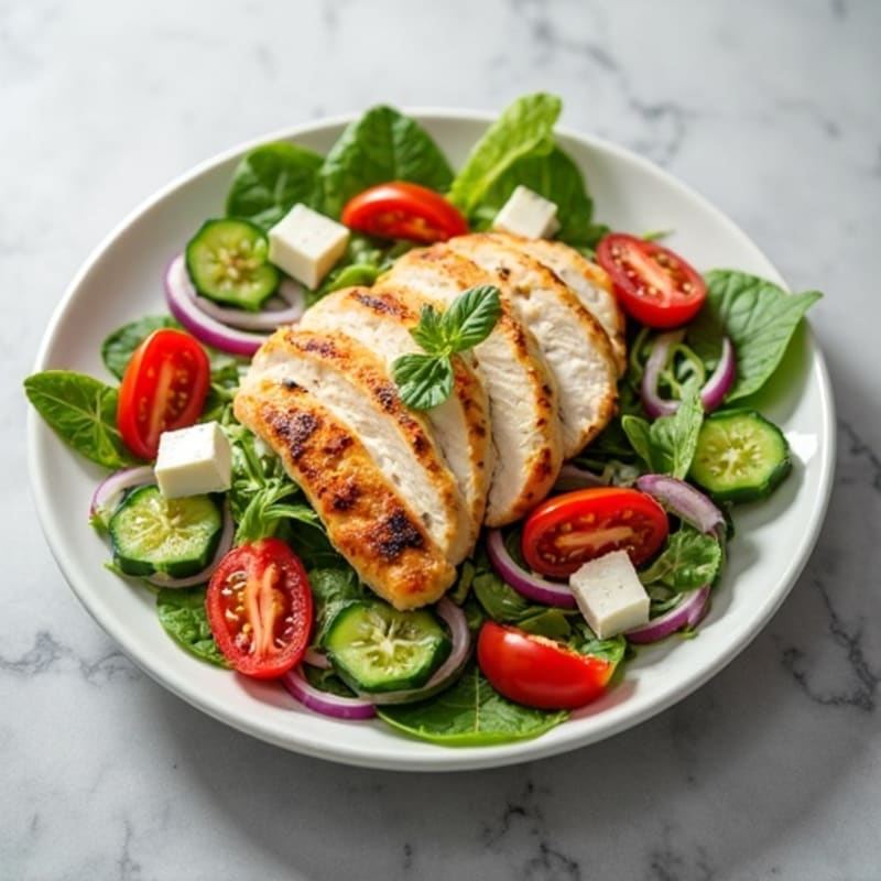 Fresh Feta and Crisp Vegetable Salad with Lemon Herb Dressing