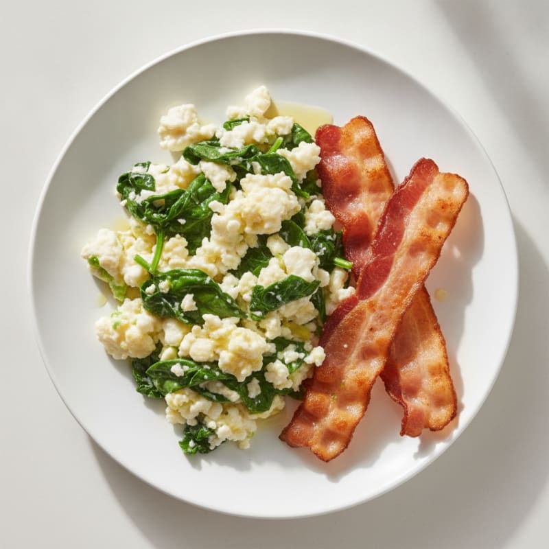 Egg White Scramble with Spinach and Turkey Bacon