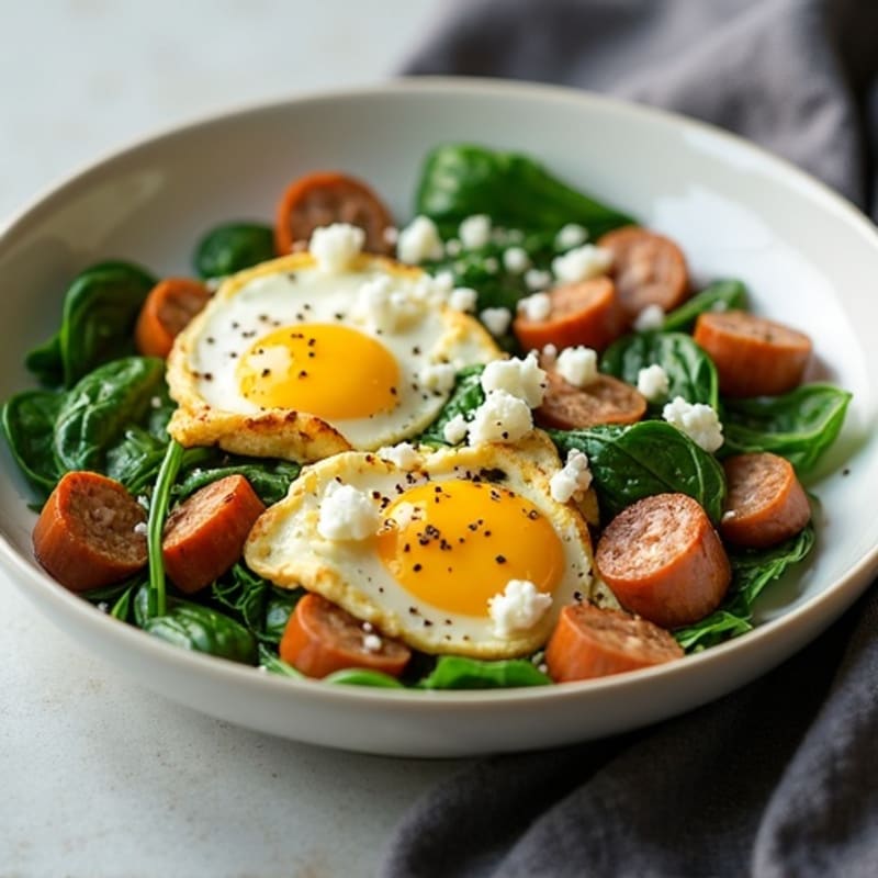 Egg White and Turkey Sausage Scramble with Spinach and Feta