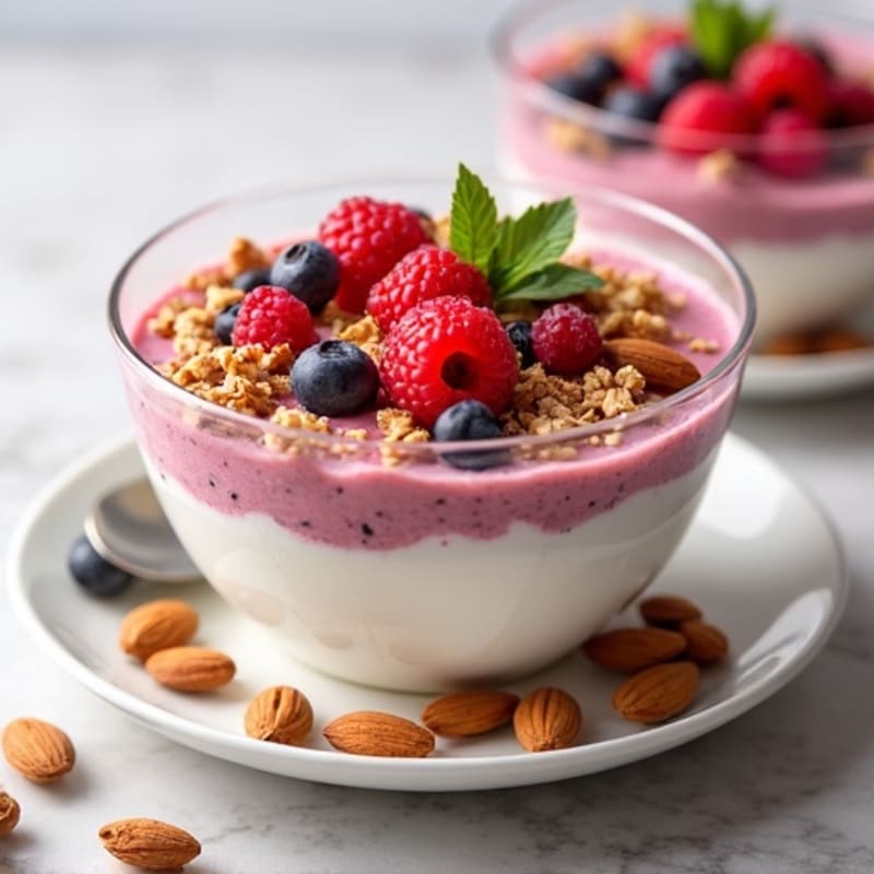 Cottage Cheese and Berry Protein Parfait with Almonds