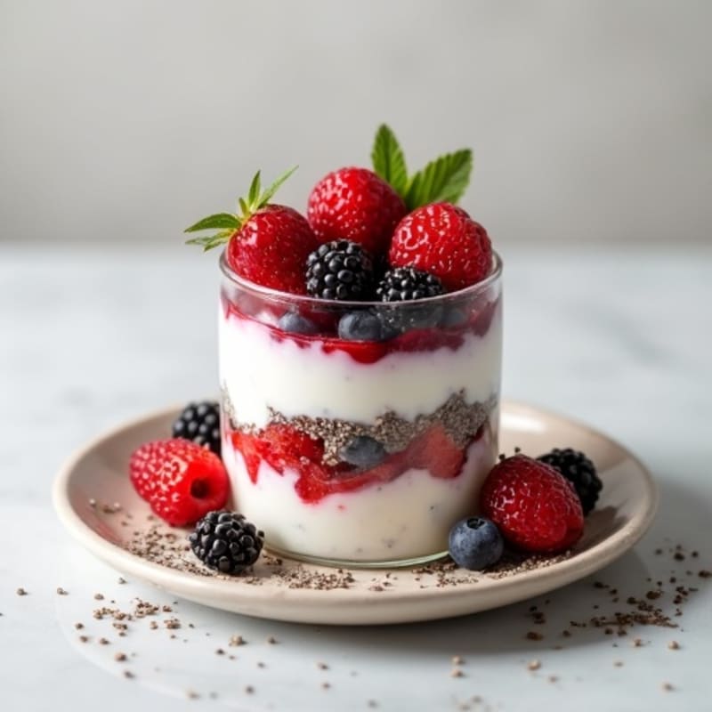 Greek Yogurt Parfait with Mixed Berries and Chia Seeds