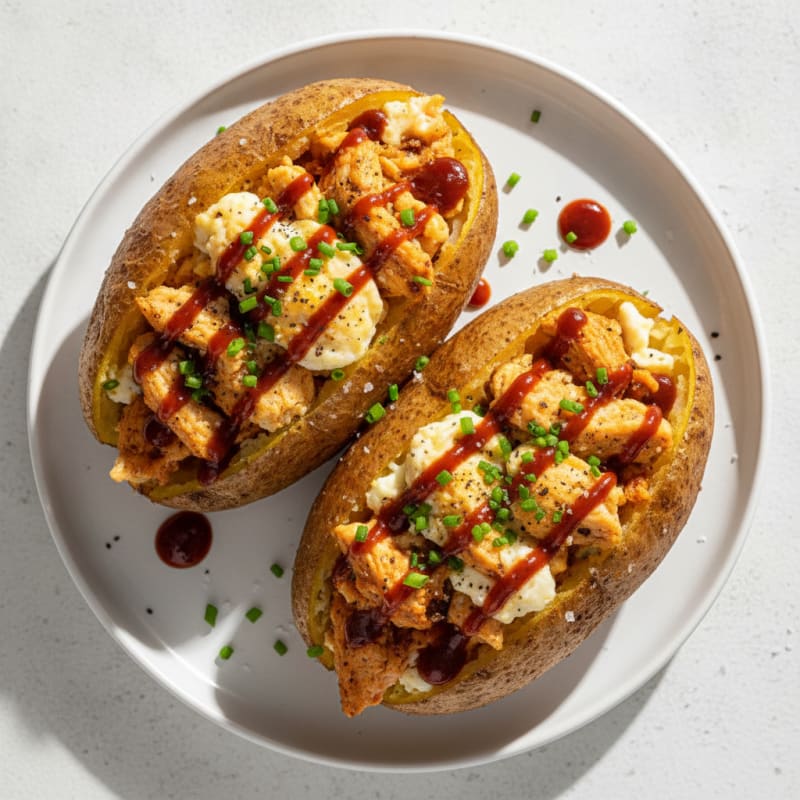 BBQ Chicken and Egg Stuffed Potatoes