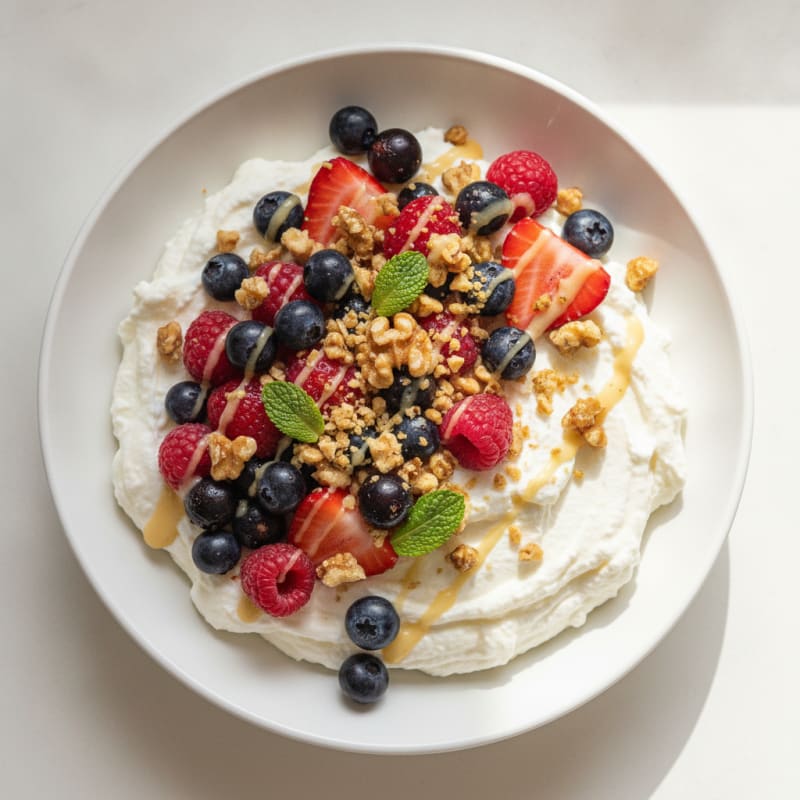Silky Greek Yogurt Protein Mousse with Mixed Berries