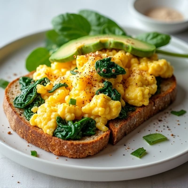 Egg White and Turkey Sausage Scramble with Sautéed Spinach