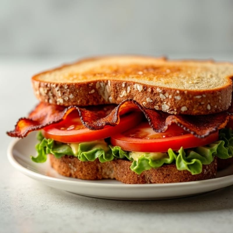 Crispy Turkey Bacon, Creamy Avocado, and Fresh Tomato Whole Grain Sandwich
