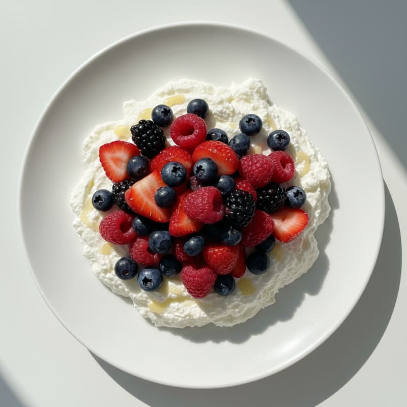 Vanilla Greek Yogurt Protein Mousse with Mixed Berries