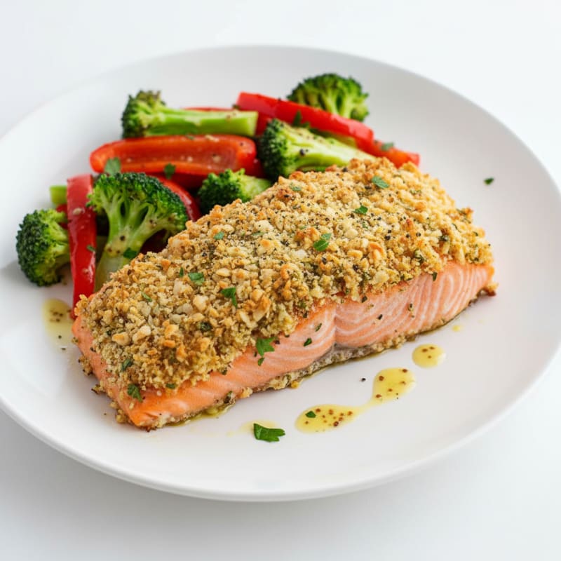 Golden Herb-Crusted Salmon with Roasted Vegetables